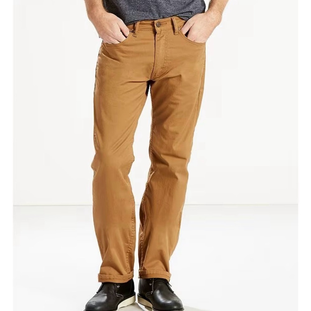 Levi's 505™ Straight-Fit Stretch Slub Twill Jeans Men’s Size 38x32 Brown Camel